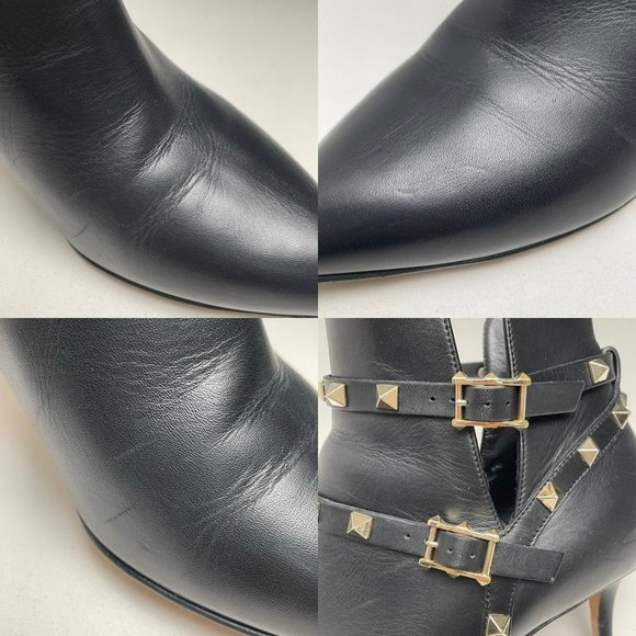 VALENTINO Garavani Black Leather Rockstud Moto Ankle Booties - IT 39/US 9 - Picture 11 of 11